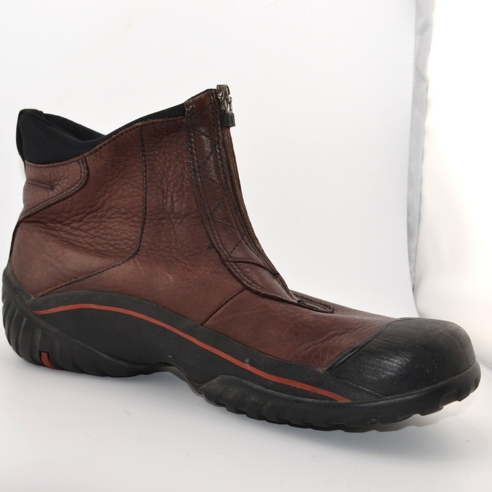 Clarks Muckers Ankle Boots Womens 10 Brown Leather Waterproof Front Zip Outdoor - Picture 3 of 10